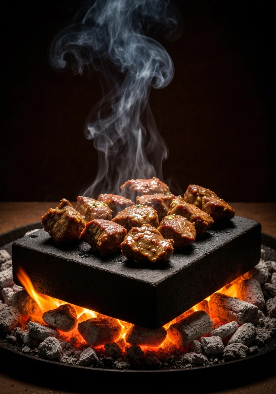 Pathar ka Gosht on hot stone
