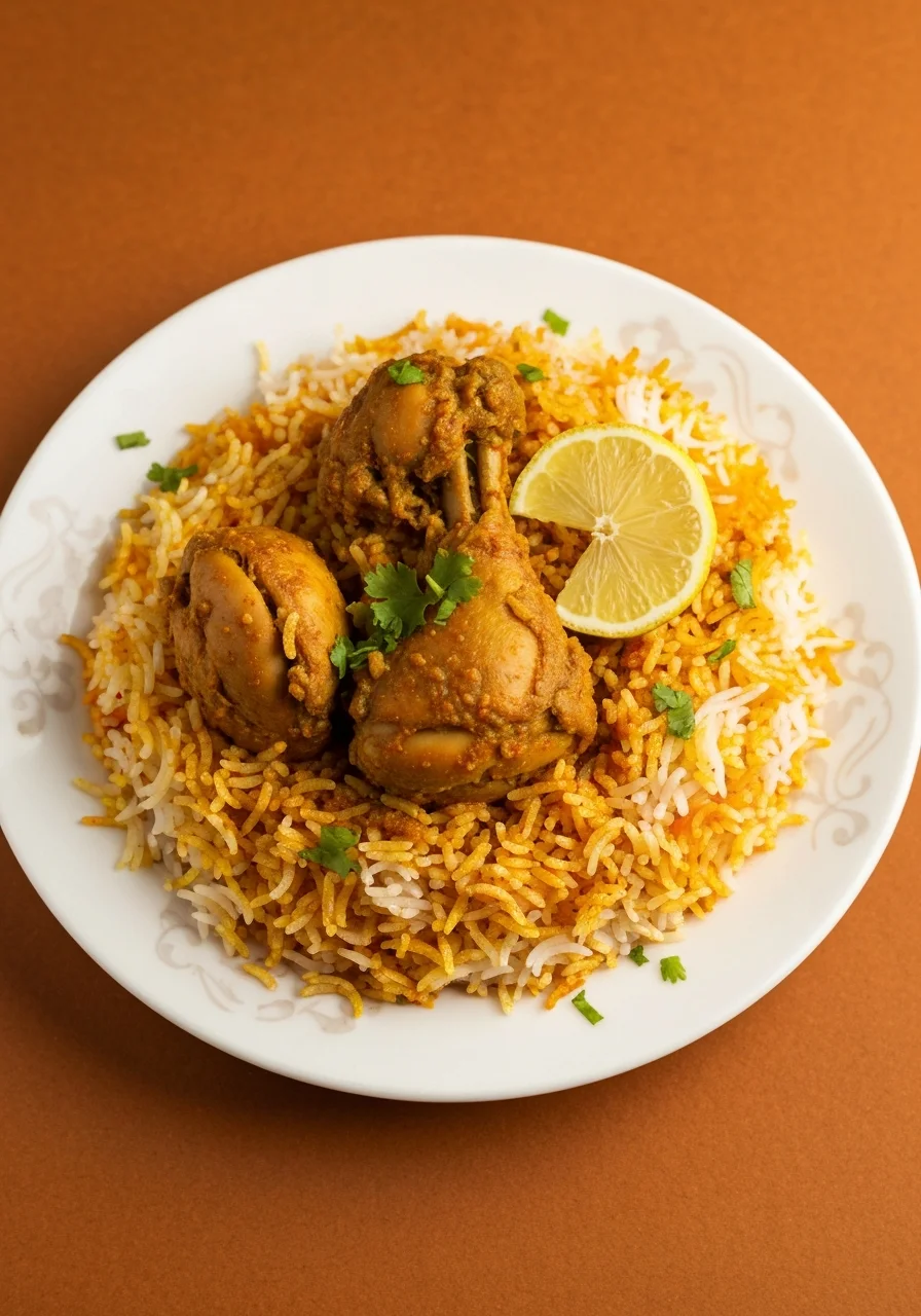 Murgh Dum Biryani plated elegantly