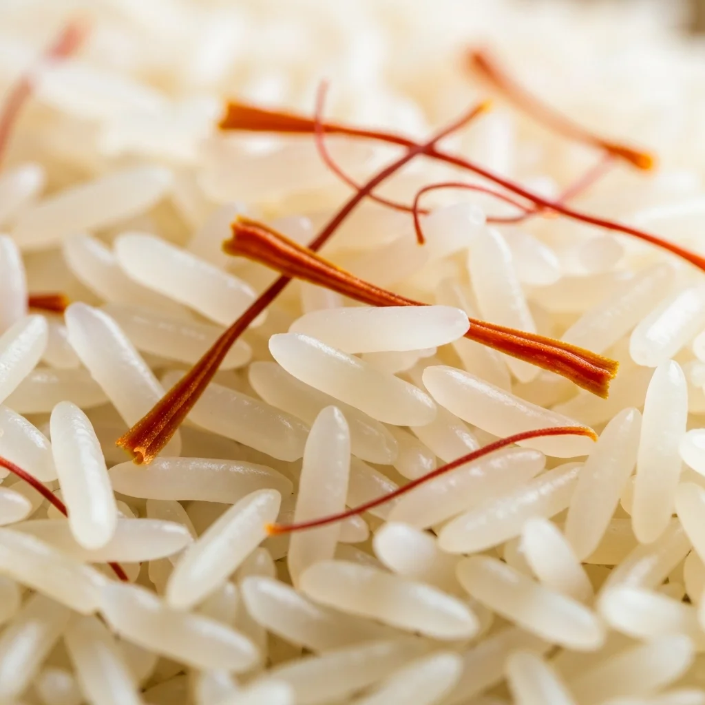 Saffron and basmati rice for biryani